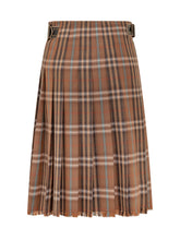 BURBERRY - Checked Midi Skirt with Frayed Hem - Brown - LIDIASHOPPING® - Official Website
