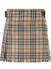 BURBERRY - Checked Mini Skirt with Frayed Hem - Beige - LIDIASHOPPING® - Official Website