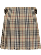 BURBERRY - Checked Mini Skirt with Frayed Hem - Beige - LIDIASHOPPING® - Official Website