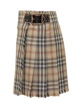BURBERRY - Checked Mini Skirt with Frayed Hem - Beige - LIDIASHOPPING® - Official Website