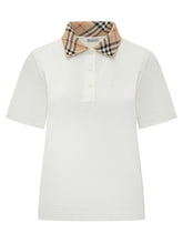 BURBERRY - Polo con Motivo Check - Bianco | Lidia Shopping | Official Website