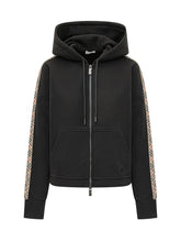 BURBERRY - Zip Up Hoodie with Check Detail - Black - LIDIASHOPPING® - Official Website