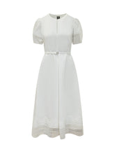 BOSS - Belted Midi Dress with Embroidery - White - LIDIASHOPPING® - Official Website