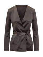 BOSS - Jia Jacket with Belt and V Neck - Brown - LIDIASHOPPING® - Official Website