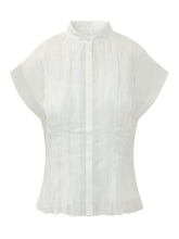 BOSS - High Neck Pleated Blouse - White - LIDIASHOPPING® - Official Website