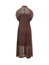 BOSS - Davinata Sleeveless Long Dress with Collar - Brown - LIDIASHOPPING® - Official Website
