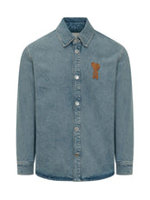 AMI ALEXANDRE MATTIUSSI - Ami De Coeur Knitted Overshirt - Blue - LIDIASHOPPING® - Official Website