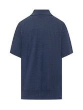 AMI ALEXANDRE MATTIUSSI - Short Sleeve Polo with Buttons - Blue - LIDIASHOPPING® - Official Website