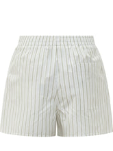 AMI ALEXANDRE MATTIUSSI - Striped Shorts with Elasticated Waist - White - LIDIASHOPPING® - Official Website