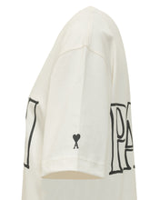 AMI ALEXANDRE MATTIUSSI - T-shirt Boxy con Logo Frontale - Beige | Lidia Shopping | Official Website