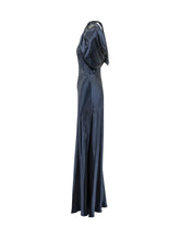 ALBERTA FERRETTI - Abito Lungo con Scollo Incrociato e Drappeggio - Blu | Lidia Shopping | Official Website