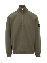 STONE ISLAND - Felpa con Mezza Zip e Collo Alto - Verde | Lidia Shopping | Official Website