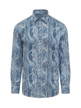 ETRO - Slim Fit Shirt with Micro Paisley - Blue - LIDIASHOPPING® - Official Website