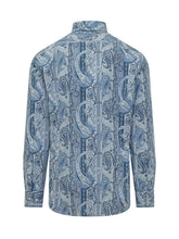 ETRO - Slim Fit Shirt with Micro Paisley - Blue - LIDIASHOPPING® - Official Website