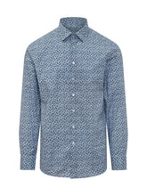 ETRO - Long-Sleeve Micro Paisley Shirt - Blue - LIDIASHOPPING® - Official Website