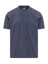 ETRO - Crew Neck T-shirt With Paisley Pattern - Blue - LIDIASHOPPING® - Official Website