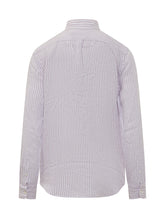 POLO RALPH LAUREN - Camicia a Righe con Colletto Classico e Logo Ricamato - Rosa - LIDIASHOPPING® - Official Website