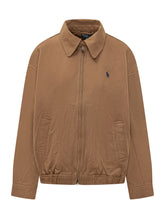 POLO RALPH LAUREN - Giacca Bomber con Zip e Colletto - Marrone - LIDIASHOPPING® - Official Website