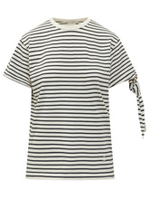 J.W. ANDERSON - T-shirt a Righe con Nodo sulla Manica - Bianco - LIDIASHOPPING® - Official Website