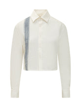 J.W. ANDERSON - Cropped Shirt with Collar and Side Band - White - LIDIASHOPPING® - Official Website