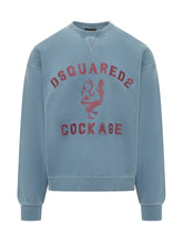 DSQUARED2 - Short Wide Crew Neck Sweatshirt with Graphic Print - Blue - LIDIASHOPPING® - Official Website
