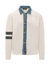 DSQUARED2 - Knit Cardigan with Denim Collar and Buttons - White - LIDIASHOPPING® - Official Website