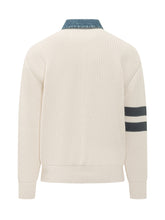 DSQUARED2 - Knit Cardigan with Denim Collar and Buttons - White - LIDIASHOPPING® - Official Website