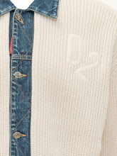 DSQUARED2 - Knit Cardigan with Denim Collar and Buttons - White - LIDIASHOPPING® - Official Website