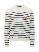 DSQUARED2 - Striped Knit Pullover with Logo Embroidery - White - LIDIASHOPPING® - Official Website
