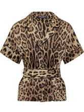DOLCE & GABBANA - Camicia a Maniche Corte con Motivo Animalier - Marrone | Lidia Shopping | Official Website