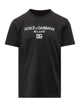 DOLCE & GABBANA - T-Shirt Logo Ricamato - Nero - LIDIASHOPPING® - Official Website
