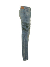 AMIRI - Jeans Slim Con Strappi E Ricami - Blu - LIDIASHOPPING® - Official Website