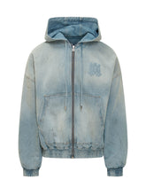 AMIRI - Felpa Denim Zip con Cappuccio e Tasche a Marsupio - Blu - LIDIASHOPPING® - Official Website