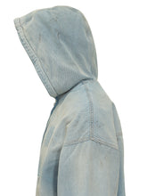 AMIRI - Felpa Denim Zip con Cappuccio e Tasche a Marsupio - Blu - LIDIASHOPPING® - Official Website