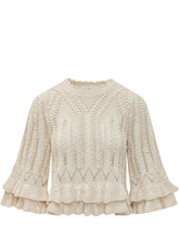 MARANT ÉTOILE - Blusa in Maglia con Balze e Motivo Traforato - Beige | Lidia Shopping | Official Website