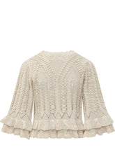 MARANT ÉTOILE - Blusa in Maglia con Balze e Motivo Traforato - Beige | Lidia Shopping | Official Website