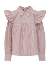 GANNI - Striped Frill Blouse - Pink - LIDIASHOPPING® - Official Website