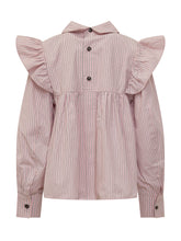 GANNI - Striped Frill Blouse - Pink - LIDIASHOPPING® - Official Website