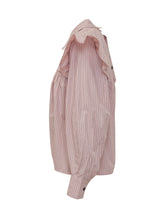 GANNI - Striped Frill Blouse - Pink - LIDIASHOPPING® - Official Website