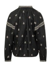 ISABEL MARANT - Blusa con Ricamo e Collo Arricciato - Nero - LIDIASHOPPING® - Official Website