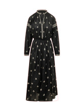 ISABEL MARANT - Long Embroidered Dress with Gathered Waist - Black - LIDIASHOPPING® - Official Website
