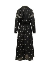ISABEL MARANT - Long Embroidered Dress with Gathered Waist - Black - LIDIASHOPPING® - Official Website