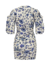 ISABEL MARANT - Doris Draped Dress with Ruched Sleeves - Blue - LIDIASHOPPING® - Official Website