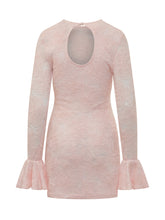 ROTATE - Mesh Mini Dress with Flared Sleeves - Pink - LIDIASHOPPING® - Official Website