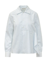 J.W. ANDERSON - Camicia Asym Draped con Motivo a Righe - Blu - LIDIASHOPPING® - Official Website