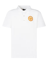VERSACE KIDS - Pique Polo Shirt with Collar and Logo Patch - White - LIDIASHOPPING® - Official Website