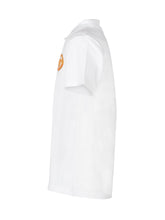 VERSACE KIDS - Pique Polo Shirt with Collar and Logo Patch - White - LIDIASHOPPING® - Official Website