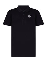 VERSACE KIDS - Polo in Piquet con Colletto e Ricamo Logo - Nero | Lidia Shopping | Official Website
