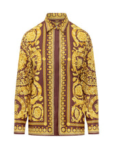 VERSACE - Baroque Formal Shirt In Fluid Fabric - Gold - LIDIASHOPPING® - Official Website