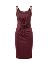 VERSACE - Draped Jersey Midi Dress - Red - LIDIASHOPPING® - Official Website